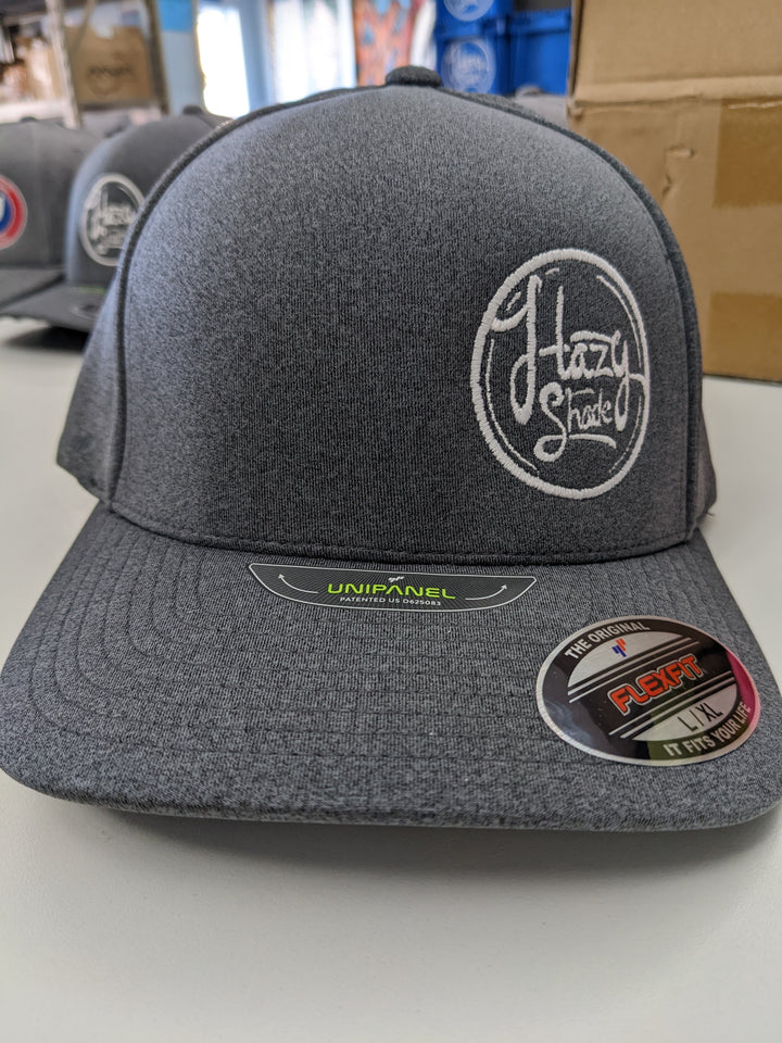 Hazy Shade Unipanel Flexfit Hat Melange Dark Grey Offset Round