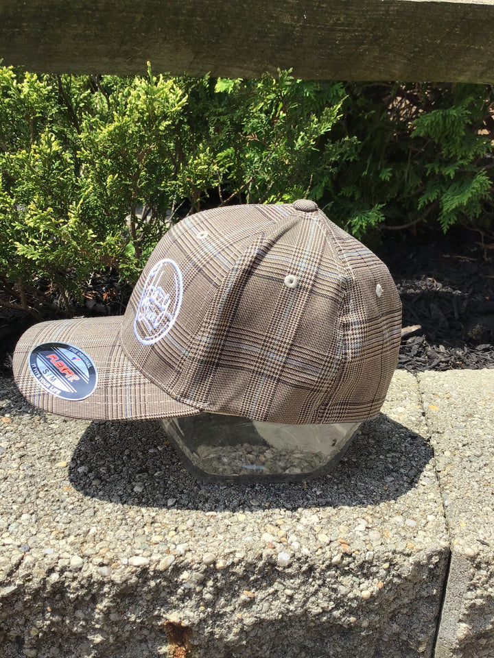 Hazy Shade Glen Check Brown/Khaki Round Logo Flexfit Hat S/M