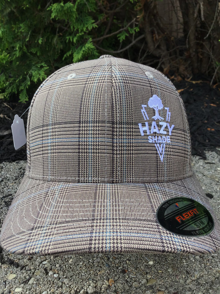 Hazy Shade Glen Check Brown and Khaki Flexfit Hat Small/Medium