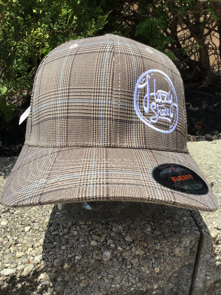 Hazy Shade Glen Check Brown/Khaki Round Logo Flexfit Hat S/M